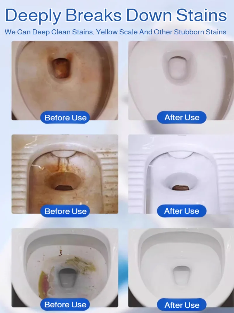 Blue Toilet Cleaner Tablets Dual Action Remove Stains Odors, Long Lasting Toilet Bowl Cleaner Blocks Bathroom Cleaning Products view 4