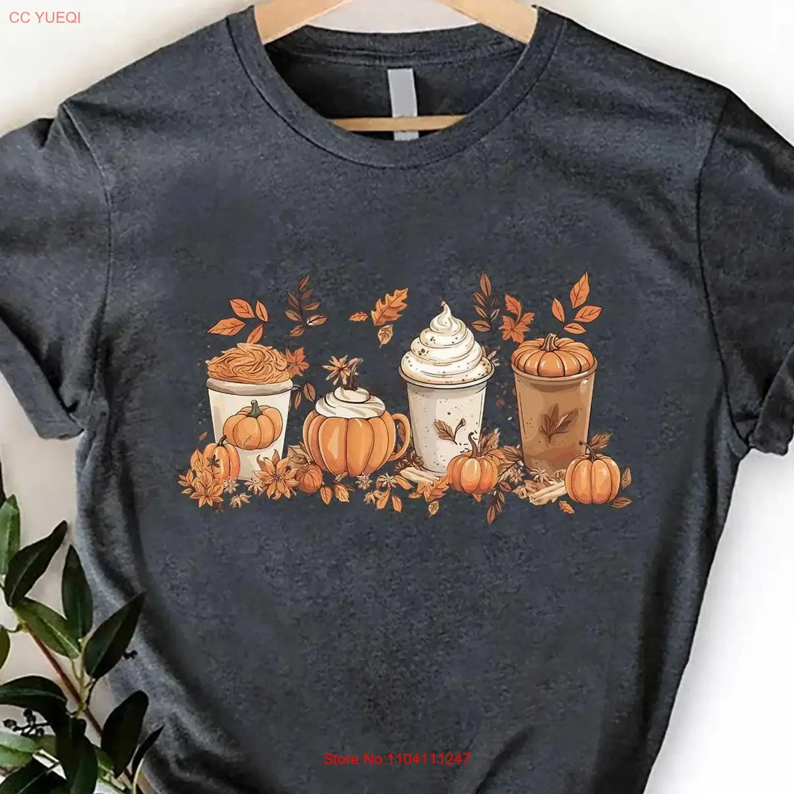 Camiseta Pumpkin Latte para amantes del café y las especias, estilo vintage lavado, ideal para el Día de Acción de Gracias, otoño y uso diario.