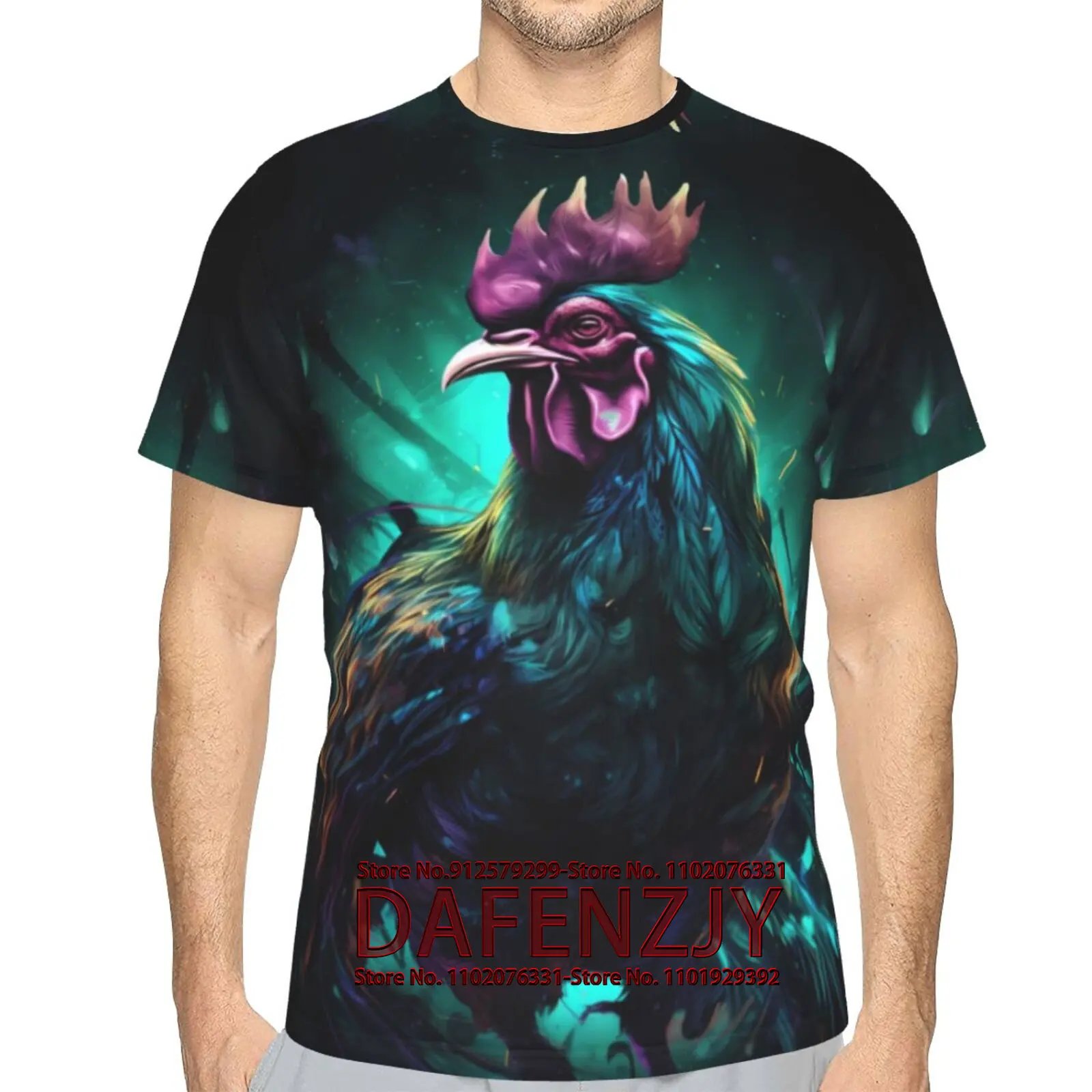 

Men's T-Shirt 3D Printed T-Shirt Novelty Rooster Graphics T-Shirt Crewneck Tees