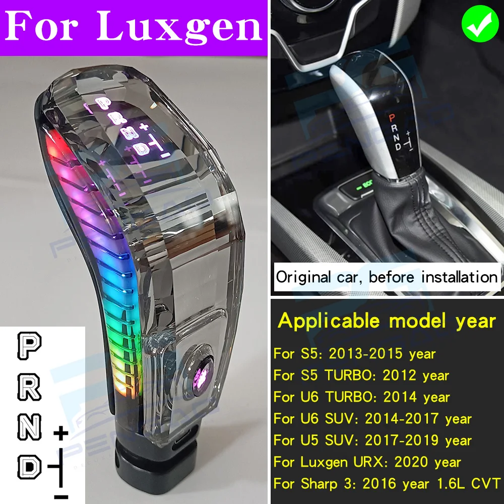 

LED light crystal gear shift knob for Luxury 5 U6 SUV U5 S3 URX S5 TURBO Gear stick shifter interior car accessories Upgraded