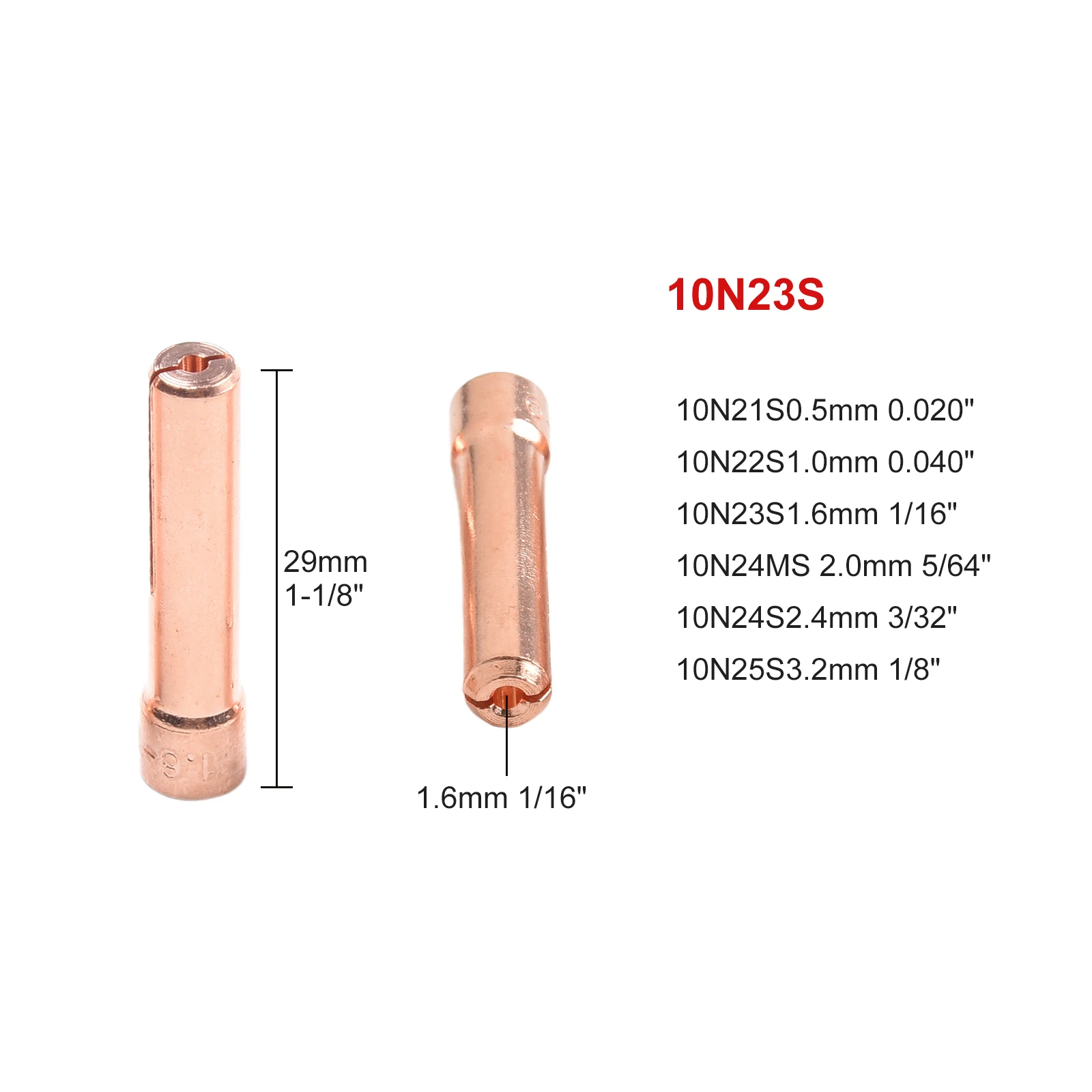 10N23S for tig Collet 1/16\'\' for tig for stubby Gas Lens 17GL116 1/16\'\'& ?1.6mm 10N23S Kit Fit WP 17 18 26 for tig 17GL116