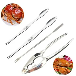 4Pcs Seafood Tool Set Crab Shrimp Fruit Pliers Fork Spoon Set Nut Walnut Lobster Crab Cracker Tools Kitchen Accessories