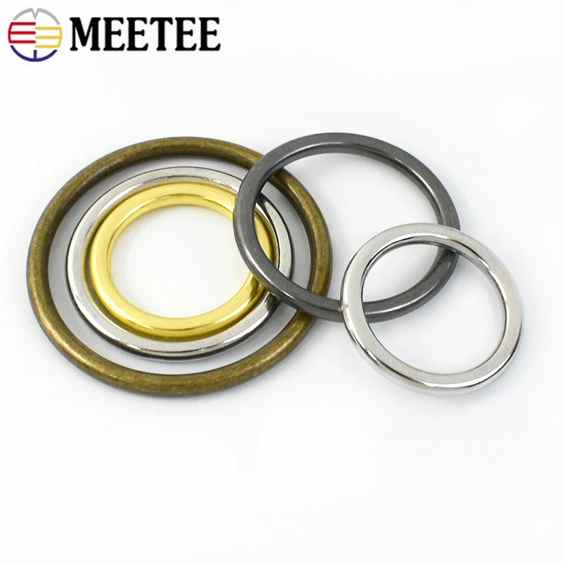 20pcs Meetee O Ring 20-50mm Metal Round Circle for Clothing Handbag Shoes Bags Belt Buckles Hardware Leather Crafts Accessories