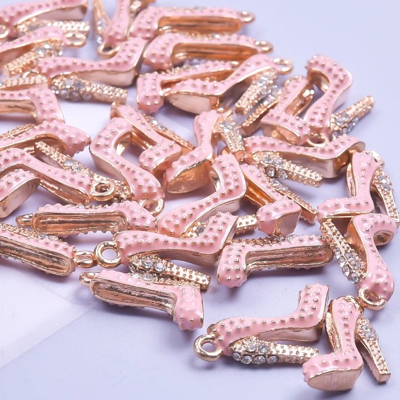 20Pcs 20x16m Enamels High Heels Charms Making Women Shoe Pendant Drop Oil Necklaces Keychains Jewelry Bulk Wholesale