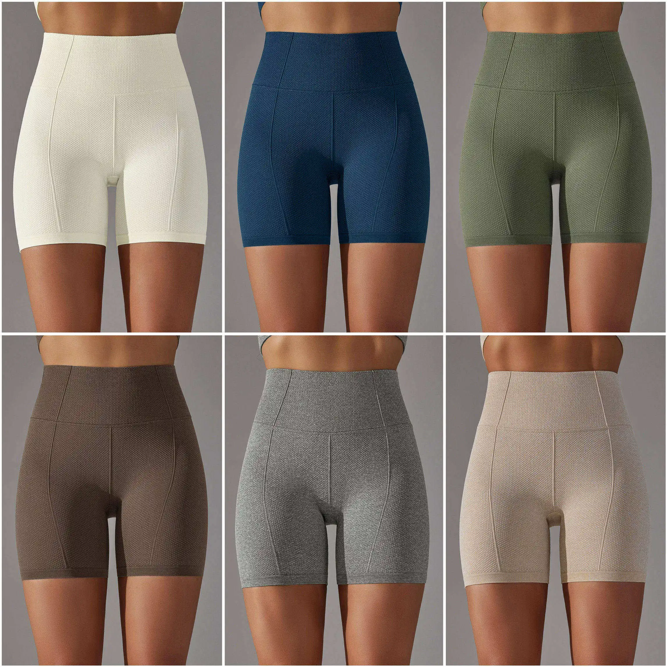 

Seamless High-Waist Yoga Shorts Women's Sport Fitness Running Tight Breathable Slimming Tight Three-Quarter Length Pants