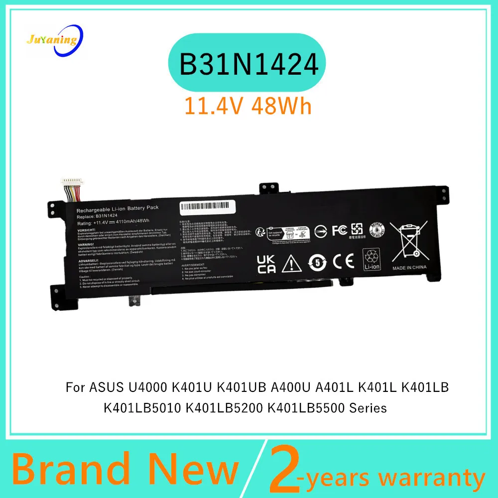 B31N1424 Laptop Battery For ASUS U4000 K401U K401UB A400U A401L K401L K401LB K401LB5010 K401LB5200 K401LB5500 Series