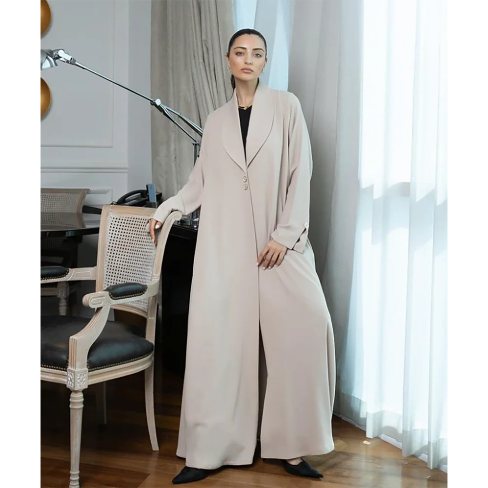 Loose Comfortable Women Long Jacket One Piece Female Daily Single Breasted Coat Formal Ankle Length Blazer Arabic Robe