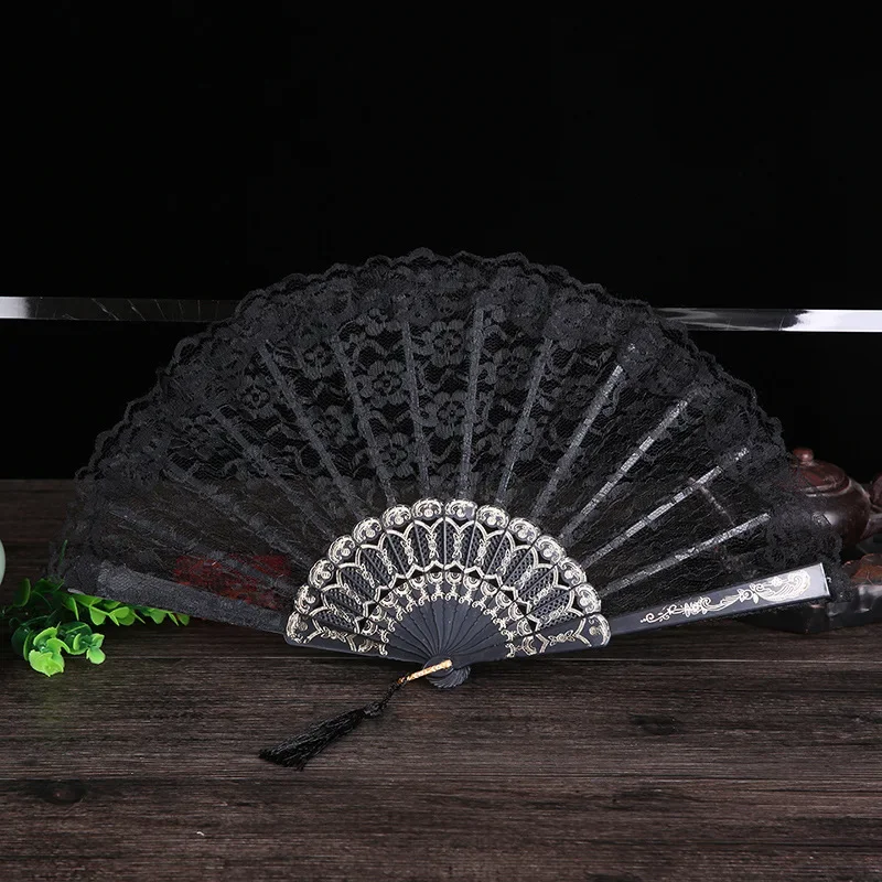 Folding Lace Hand Fan for Ladies, Dance Accessories, Old Wedding Decor, Home Decoration, Ornament