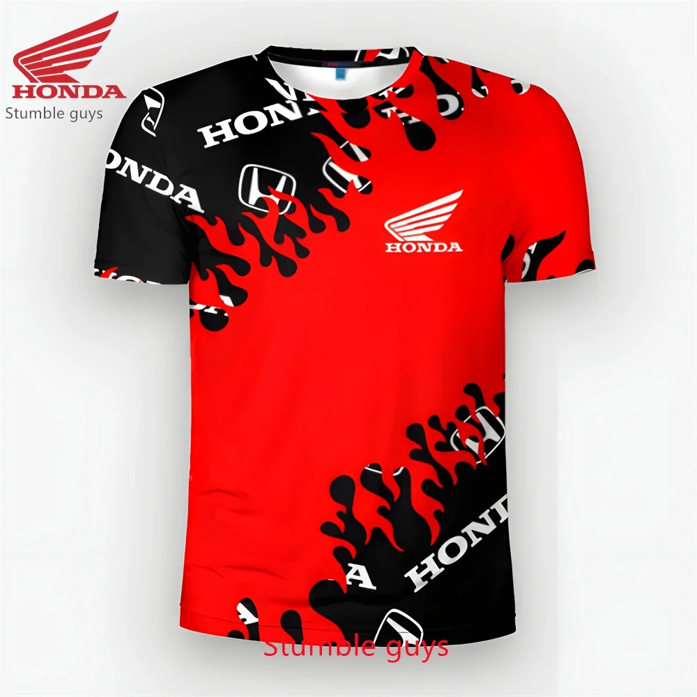 

Honda Teen Boys' Men Brand Short Sleeve T-shirt Casual Fashion Sports Motorcycle Racing Biker Light Kids Clothes Boys