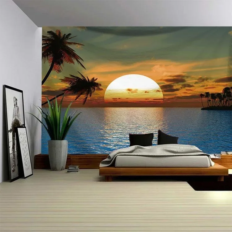 3D شجرة الغابات نسيج الجدار شنقا ، مشهد الطبيعة ، المفروشات أشعة الشمس ، أوراق النباتات دائمة الخضرة ، المناظر الطبيعية في الهواء الطلق ، ديكور المنزل والغرفة #2