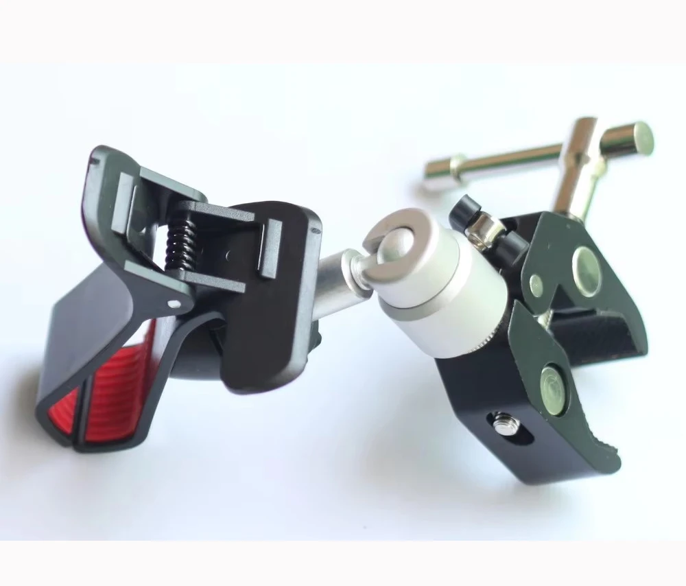 Unité de serrage + support universel adaptateur support pour trépied téléphone smartphone, pince supérieure au système de support de téléphone