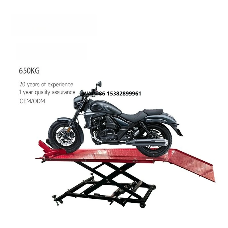 แท่นยกรถมอเตอร์ไซค์แบบใช้ลม 450 กก. 650 กก. 992 ปอนด์ แท่นยกรถมอเตอร์ไซค์แบบไฮดรอลิกแบบใช้มือ  ทางลาดยก
