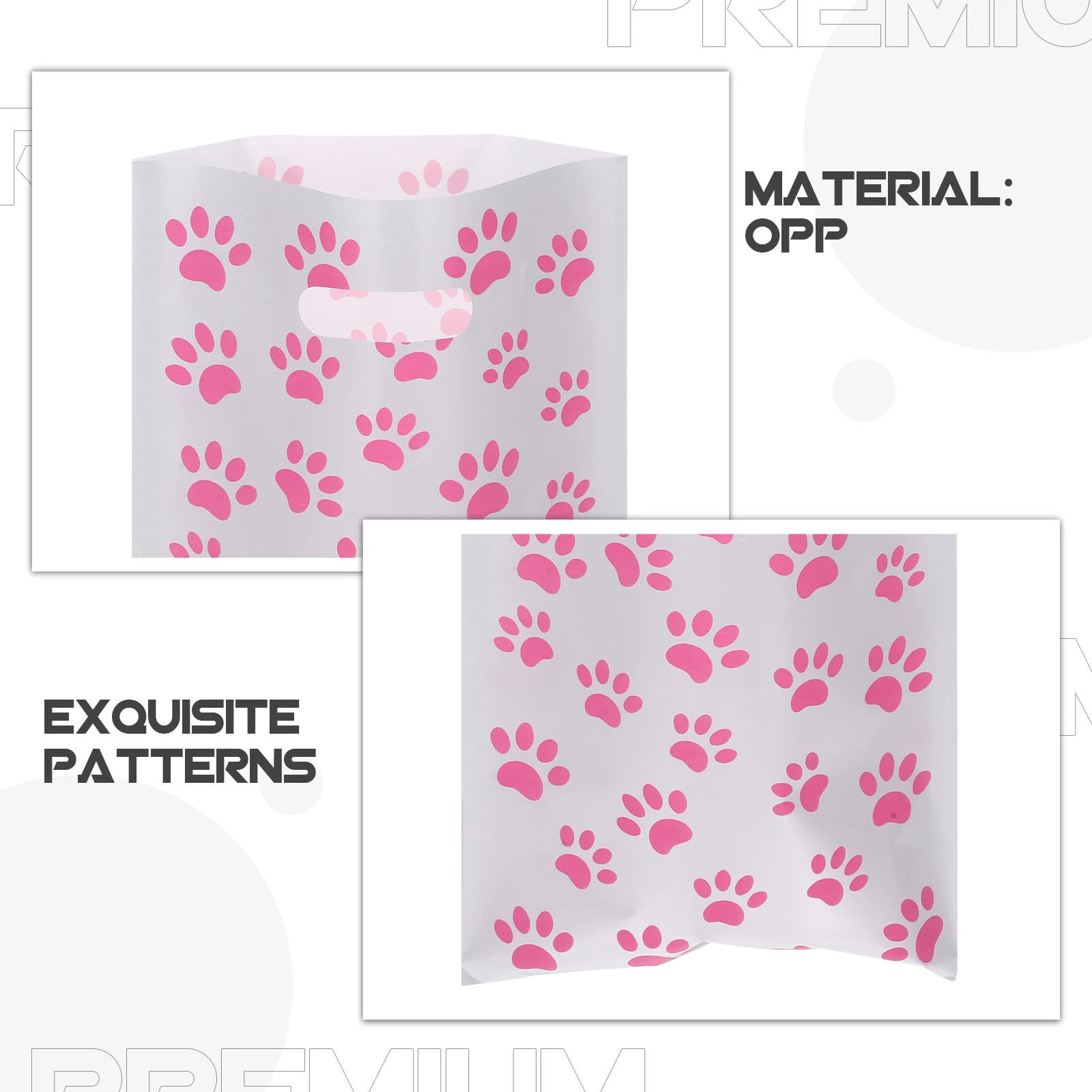 

50pcs Dog Paw Gift Bag Pink Printed Party Favor Bags Opp Material Birthday Supplies Treat Pouch Candy Bags Packaging