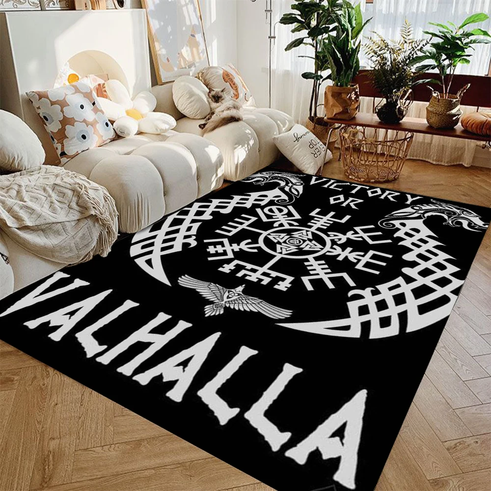 Victory or Valhalla Viking Carpet for Children,Living Room Bedroom Floor Mat Kitchen Mat Children Bedroom Mat Non-slip Washable