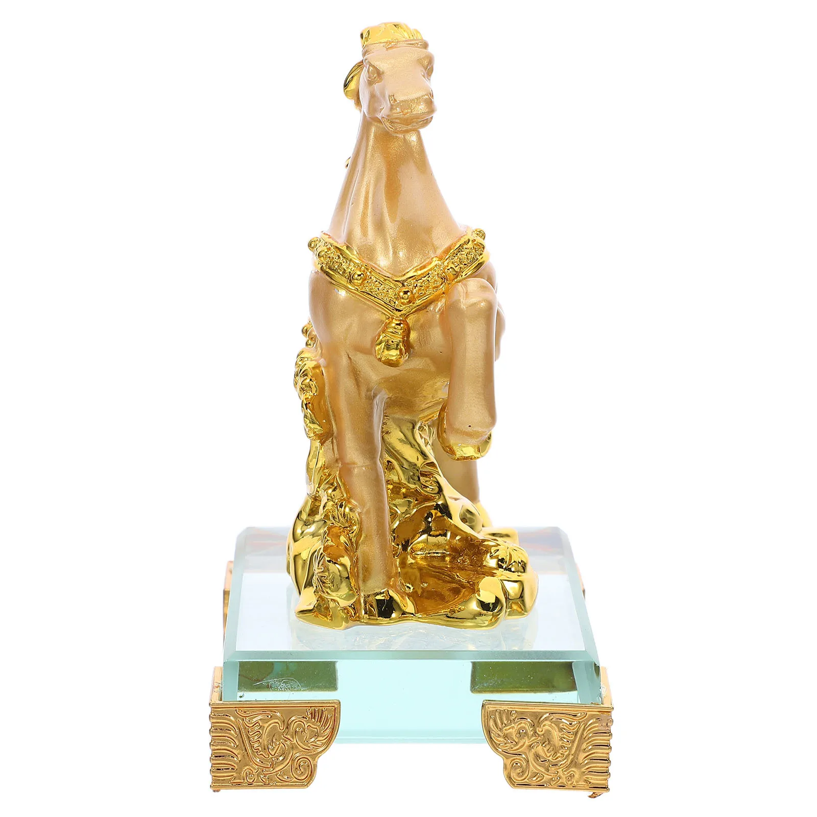 

Feng Shui Golden Horse Resin Sculpture Chinese Zodiac Desktop Ornament for Home Office Bookshelf Decor Lucky Statue