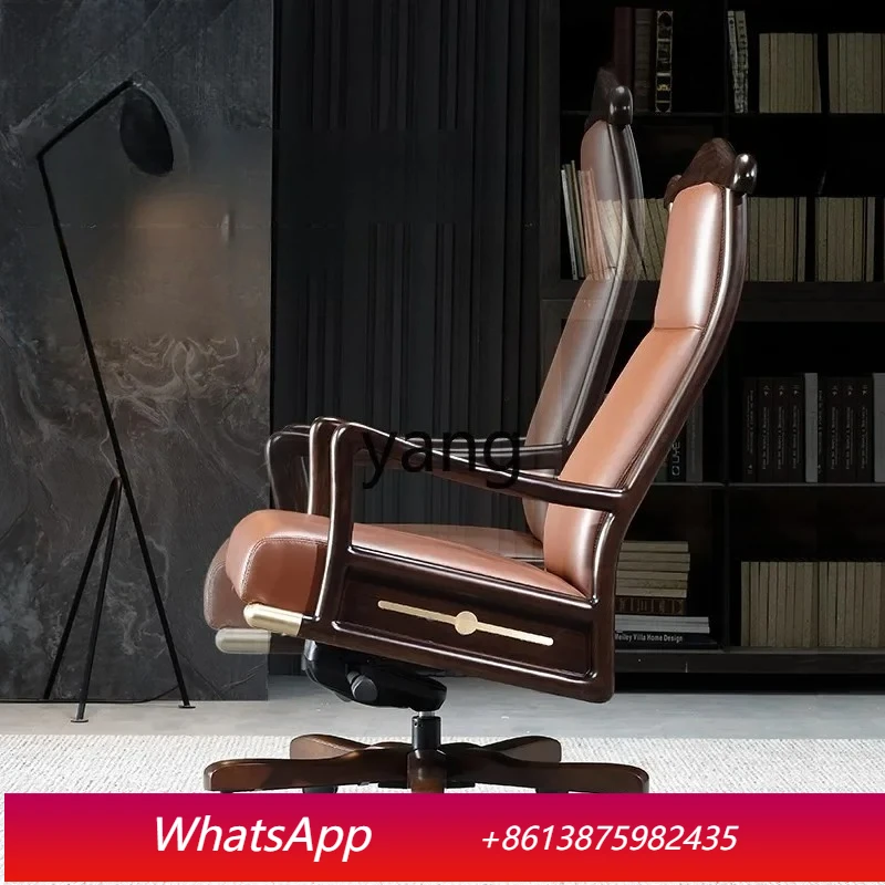 LH  Chinese solid wood leather comfortable office chair high-end home computer swivel chair