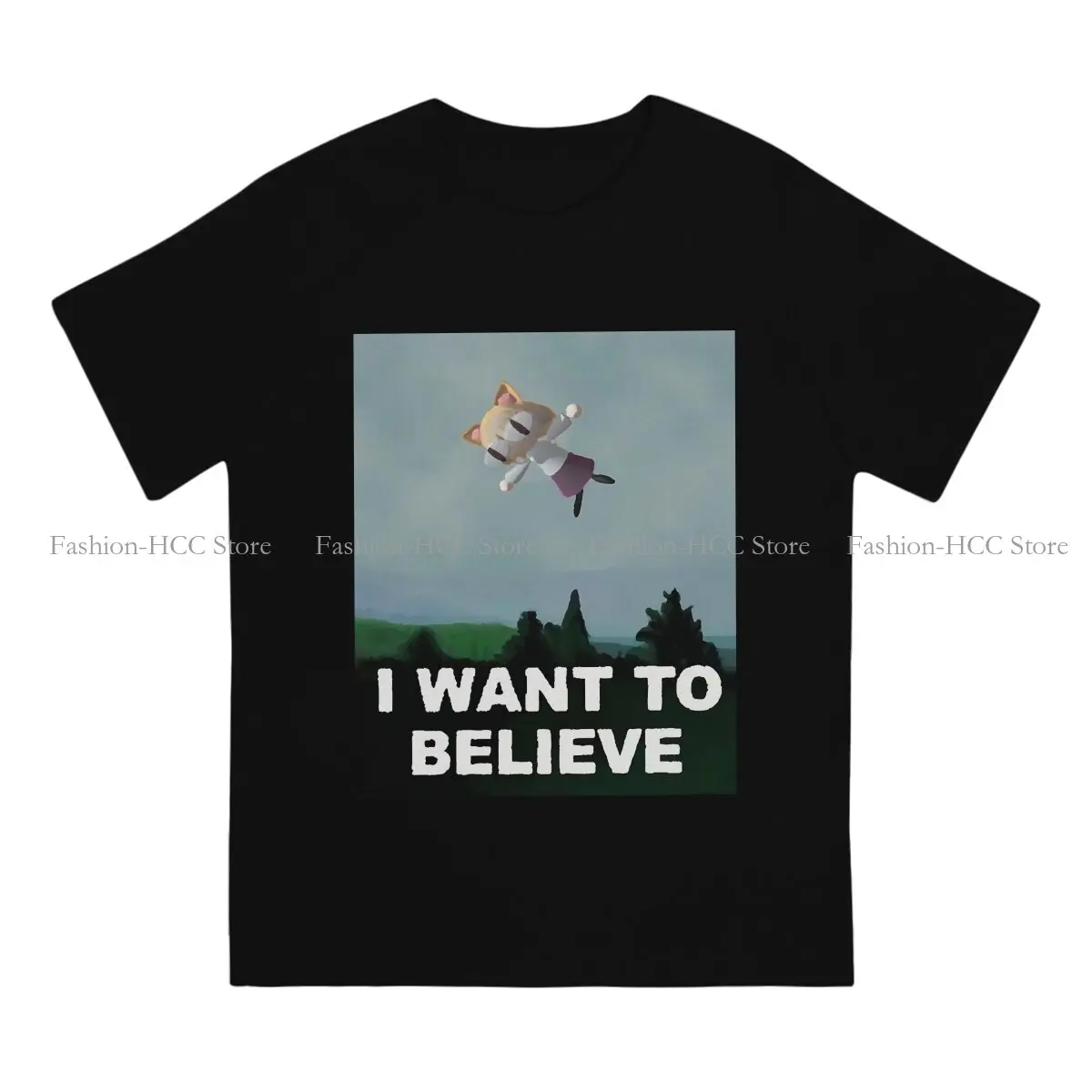 I WANT TO BELIEVE Unique Polyester TShirt Neco Arc NECOARC Cat Comfortable Hip Hop Gift Clothes  T Shirt Stuff