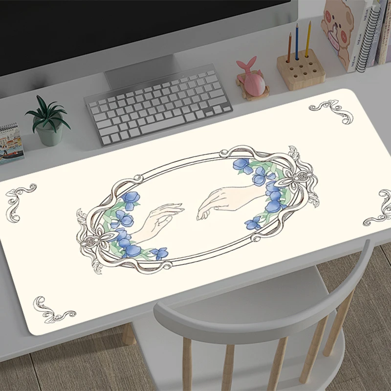 

Vintage Flower Pattern Mouse Pad Large Gamer Keyboard Mat Pads Gaming Desk Protector Laptops Mousepad Deskmat PC carpet Mousepad