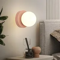 Nordic Macaron LED Wall Lamp 10cm Mini Glass Sconce For Balcony Bedside Bedroom Corridor Porch Decor Lighting Fixture Lustre