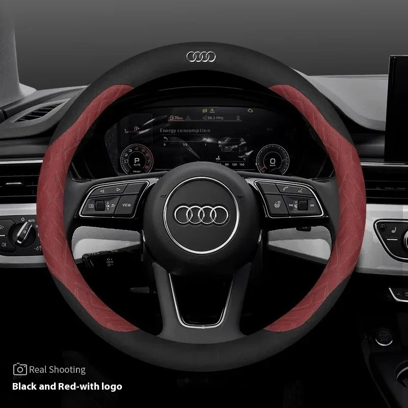 Car Steering Wheel Cover For Audi ABT A1 A2 A3 A4 A5 A6 A7 A8 Q2 Q3 Q4 Q5 Q7 Q8 TT RS3 RS4 RS5 RS6 RS7 S3 S4 S5 S6 S7 S8 S line view 4
