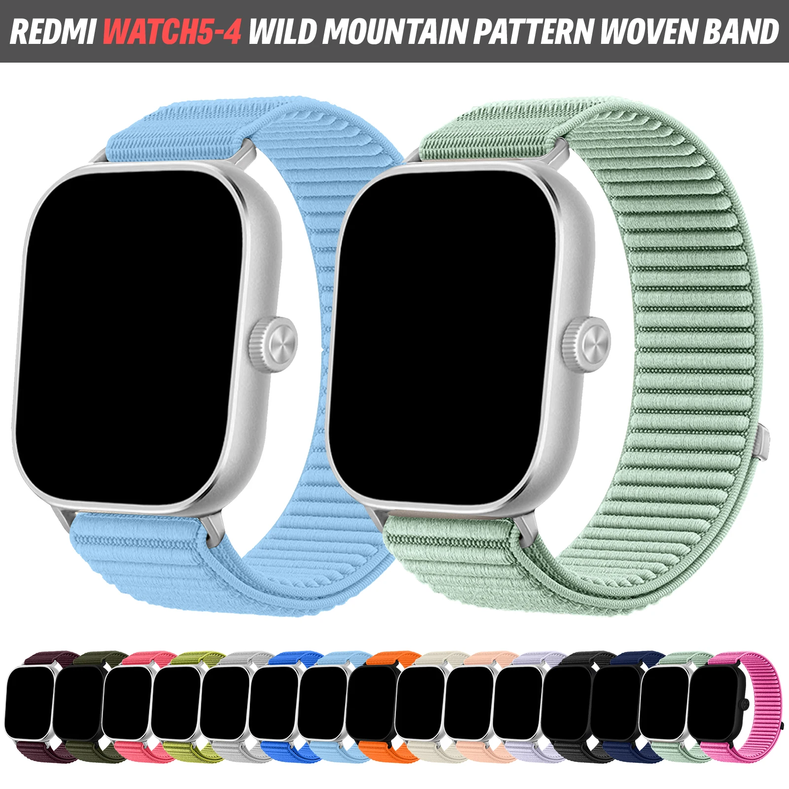 For Xiaomi Watch 8 Pro 9 Pro 10 Pro /For Redmi Watch 6 5 4 Strap Mountain Pattern Nylon Woven Hook Loop Sport Casual Band 1PC