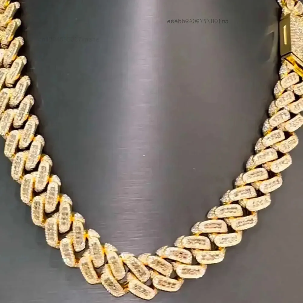 

New Luxury Custom 925 Sterling Silver 18mm Square Chain Pass Diamond Tester Vvs Moissanite Mens Chain