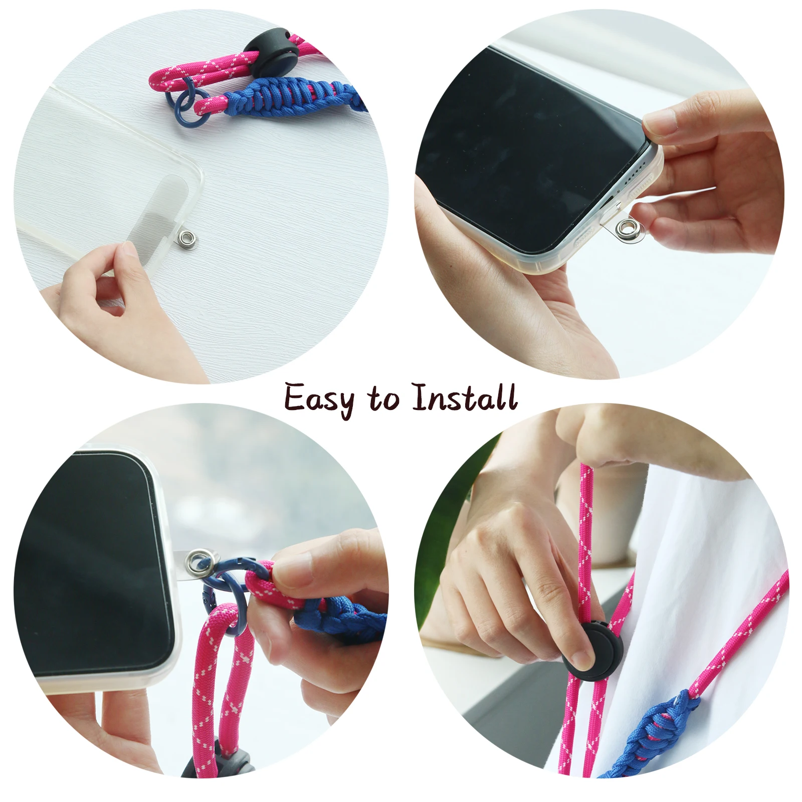 Candy Colored Diagonal Hanging Rope Woven Phone Case Anti Loss Strap Adjustable Hanging Rope with Card Suitable for Various Phon