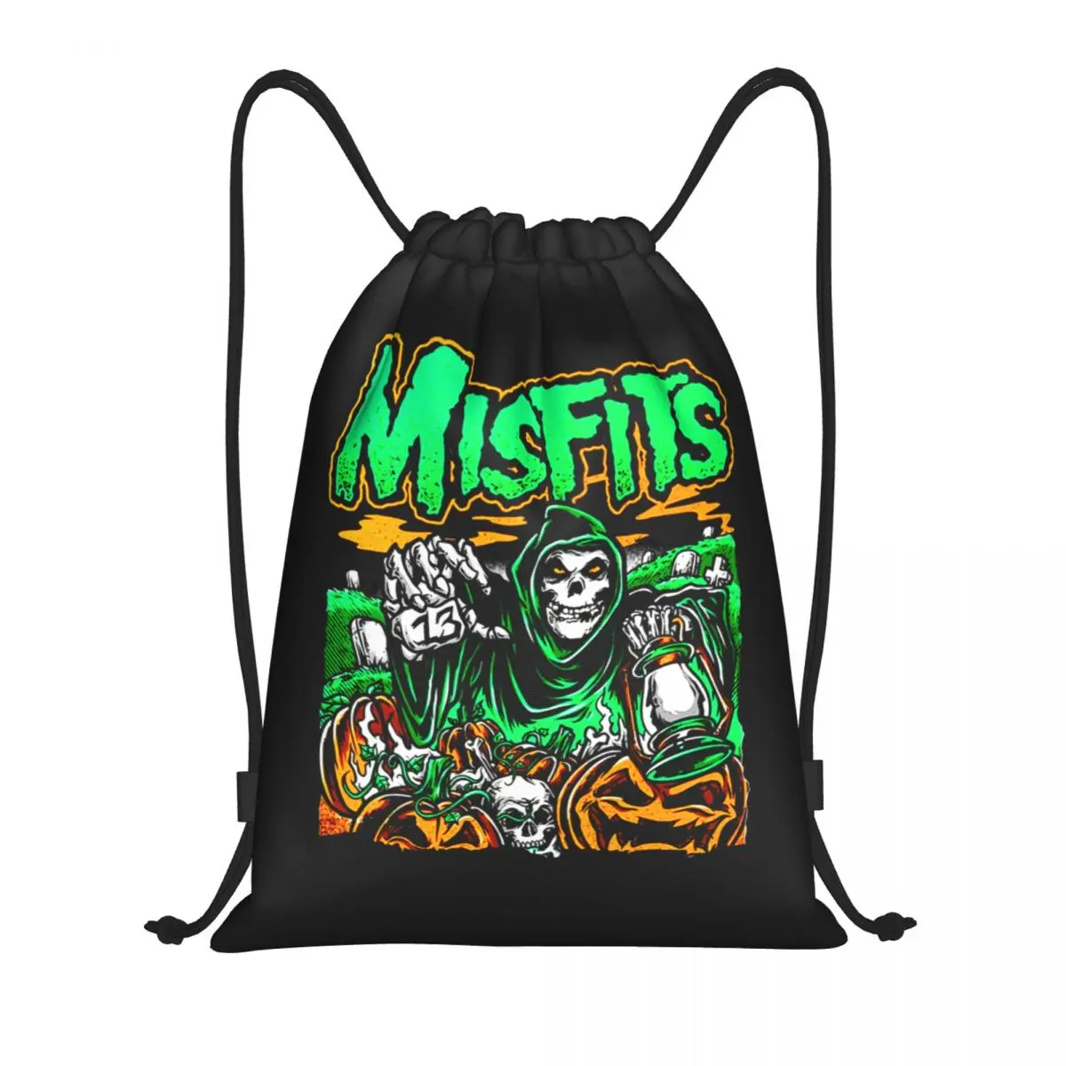 Custom Heavy Metal Misfits Skull Drawstring Bags Men Women Lightweight Rock Punk Sports Gym Storage Backpack