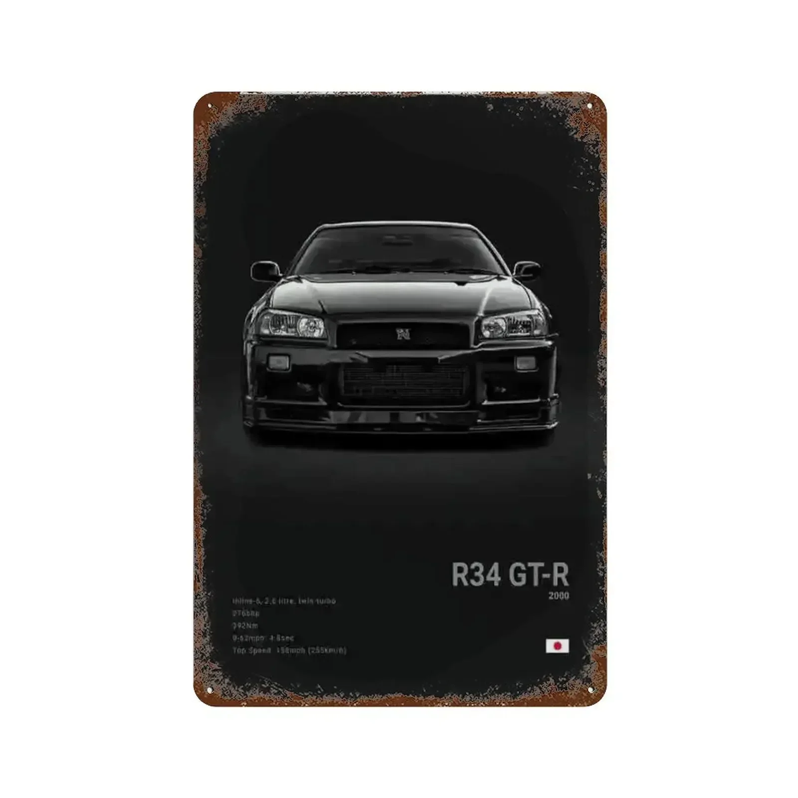 Metal Signs Decor Pop Black and White Japan Cars Luxury Super Sport Car Wall Posters Aesthetic R34 Gtr 240sx for Room Garage