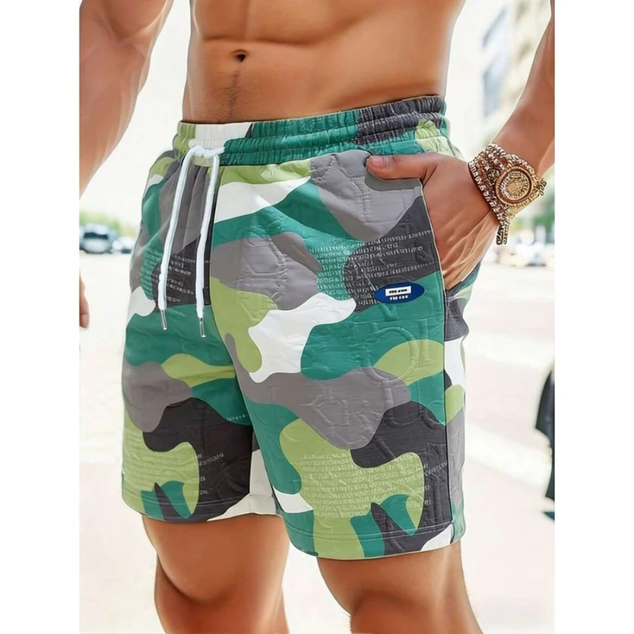 Men's Orange Camouflage Beach Shorts Summer American Casual Sports Shorts Beach Shorts Casual Shorts Sports Shorts