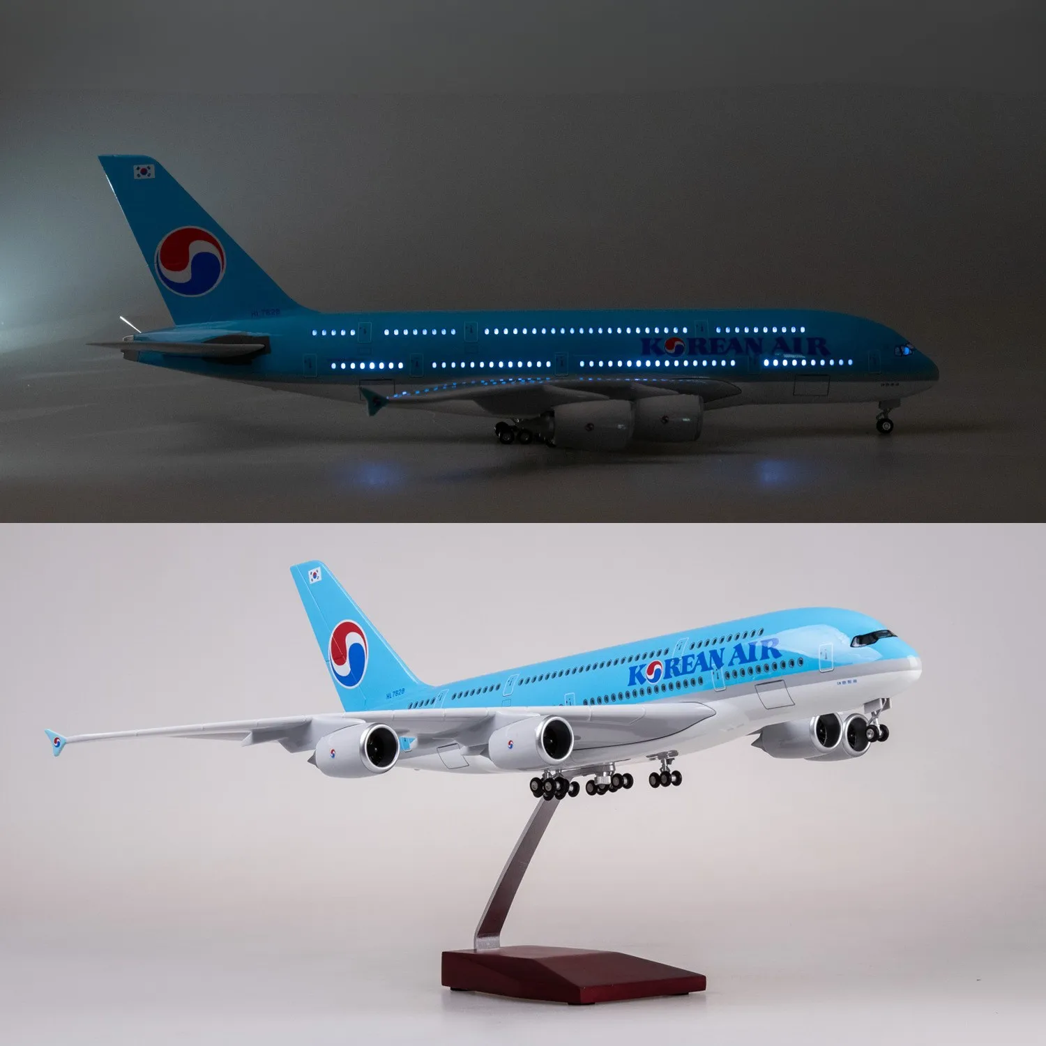 

1/160 Large Scale Korean A380 Resin Diecast Toy Aircraft Model Kit with Stand＆Led Light For Collection Display or Plane Gift
