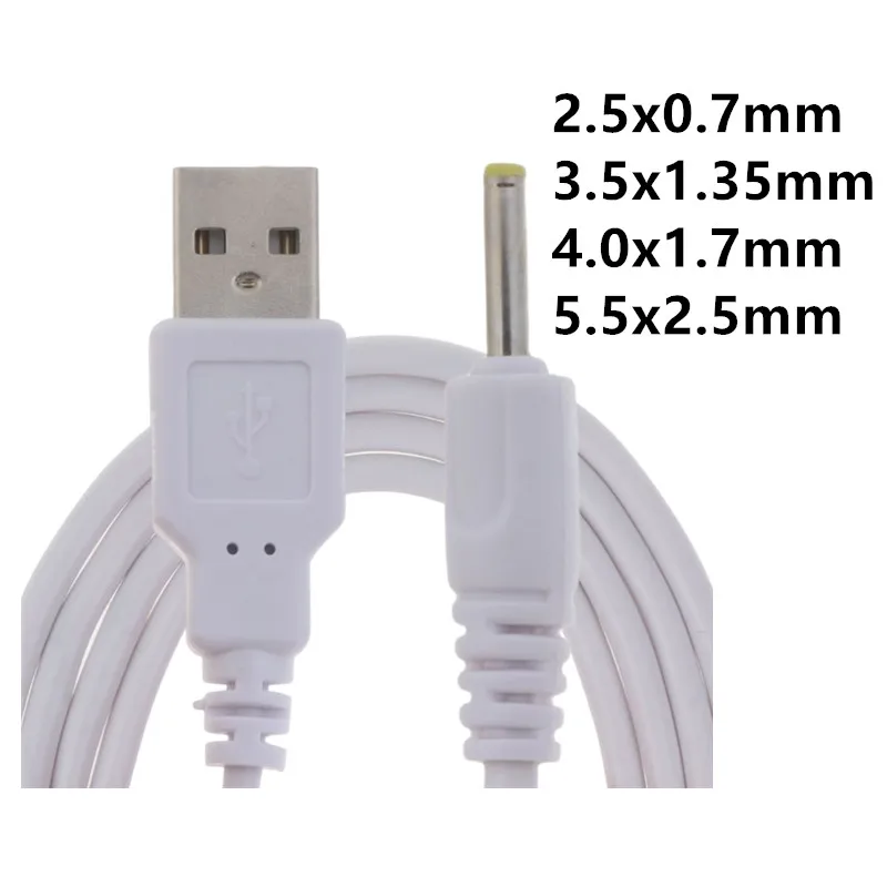 Universal 5V USB a 2.5x0 7mm/3,5x1,35mm /4.0x1 7mm/5,5x2,5mm Cable de alimentación del Cable del cargador para el ventilador altavoz Router de luz