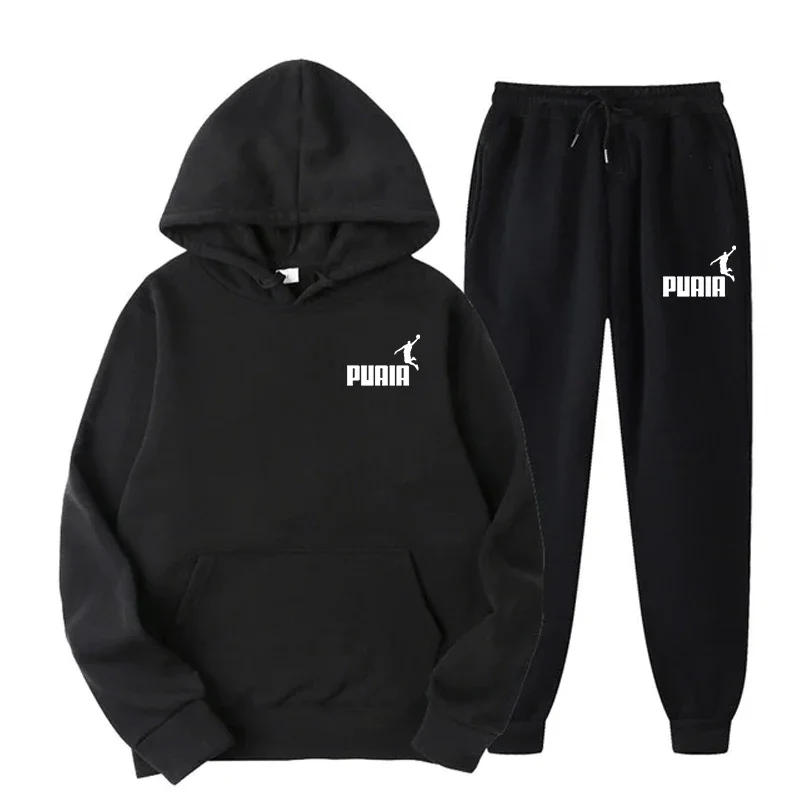 Autumn Winter Hooded Sweatshirt Suit Men And Women Couple Jogging Hoodies+Sweatpants Two Pieces Set Streetwear Casual Clothing