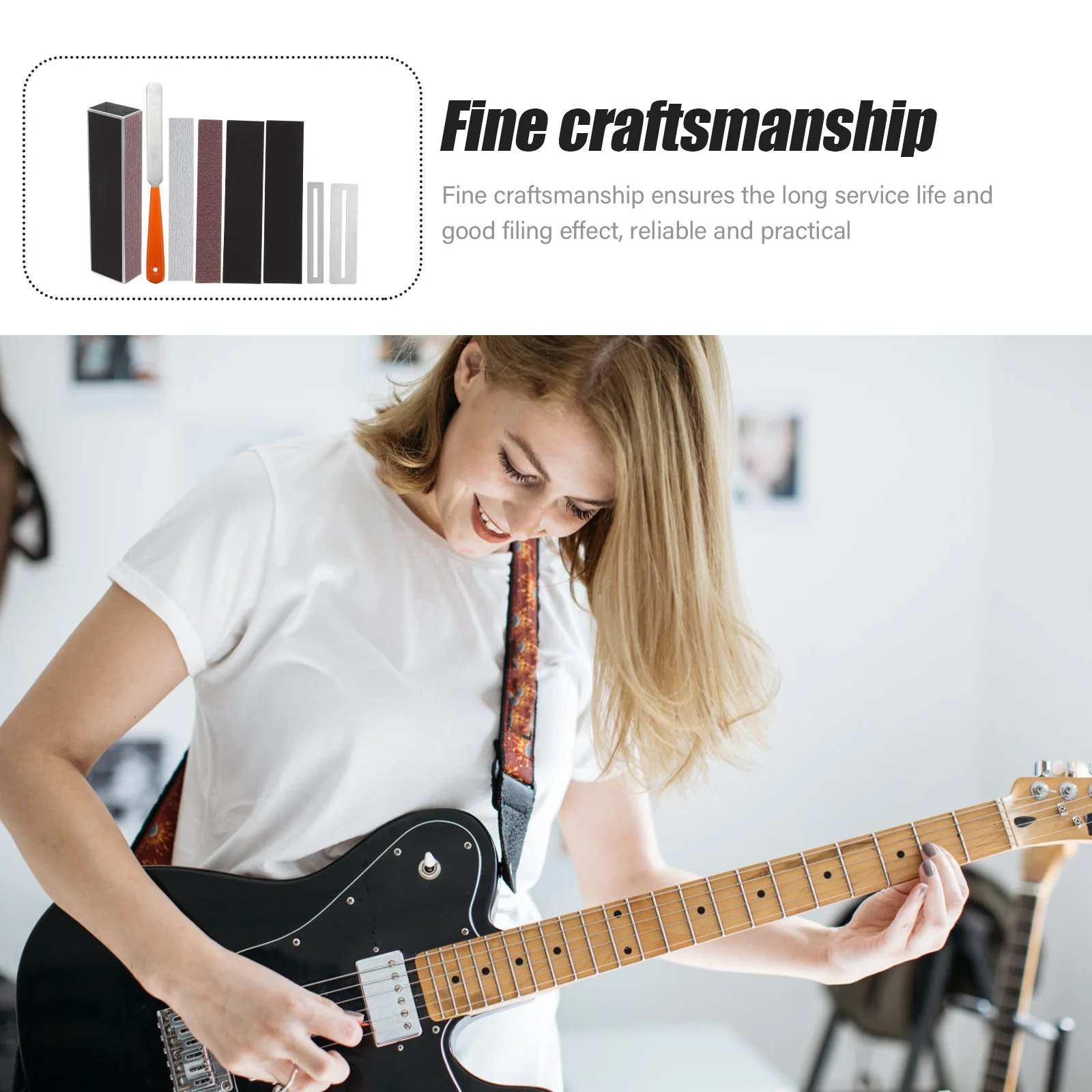 

1Set Guitar Fret Polishing Tool Durable High-End Material Professional File Easy Use String Instruments Repair Long Lifespan