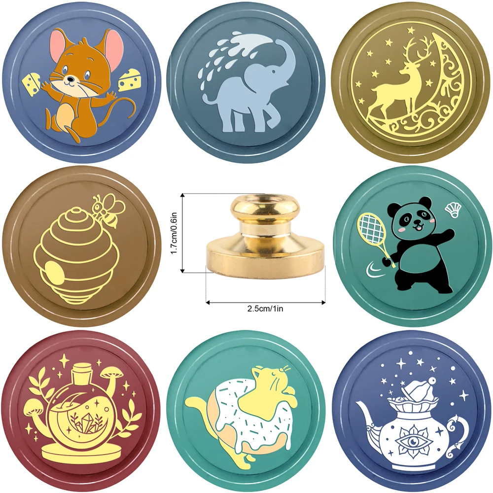 1pc Siegel Wachs stempel Kopf Zink legierung Elefant Panda Katze Elch gemischte Tiere Muster DIY Umschlag Geschenk karte Flasche Paket Wrap 2024