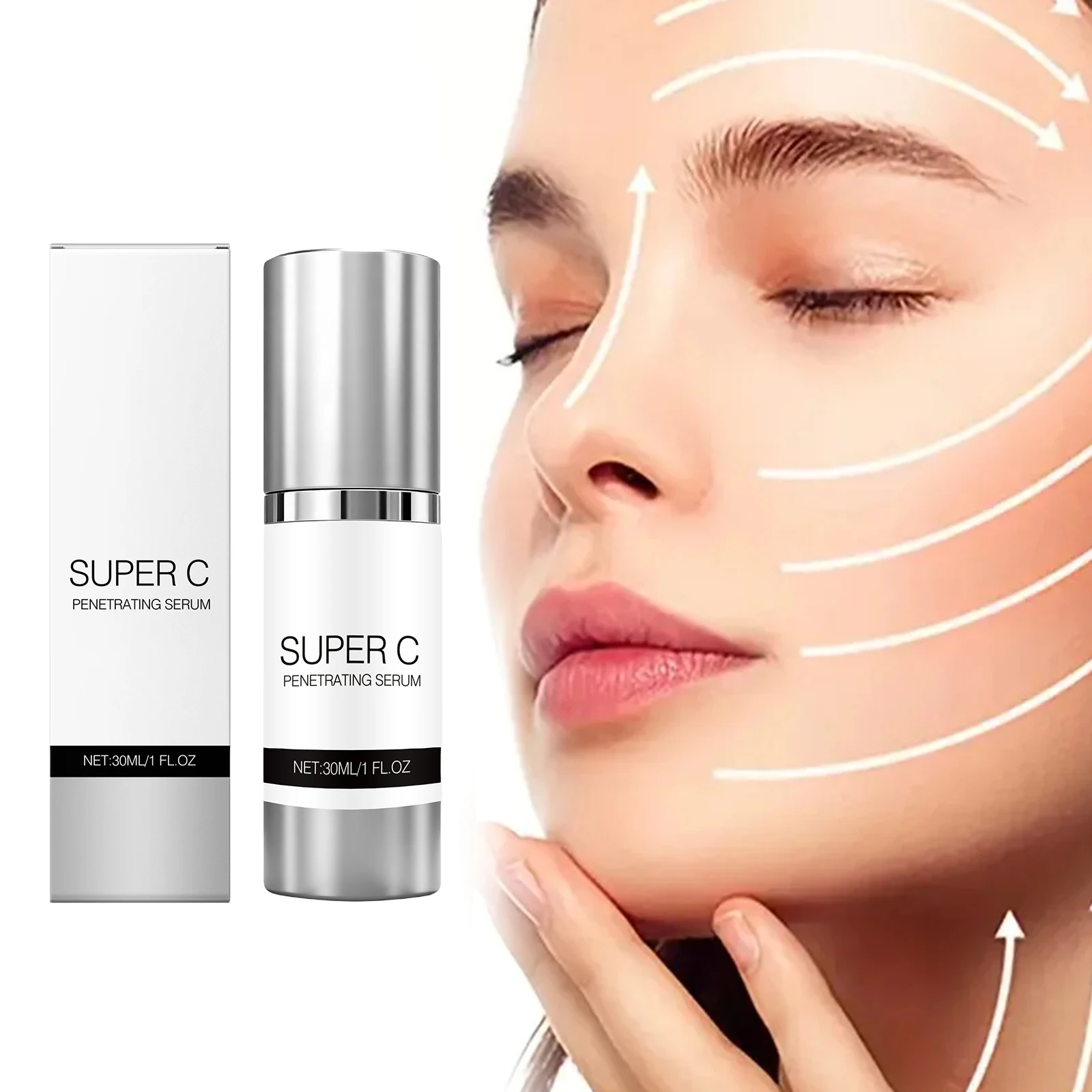 Essência Facial de Vitamina C para Firmar e Reduzir Poros, Nutrir, Remover Manchas Escuras, Reparar e Anti-Envelhecimento