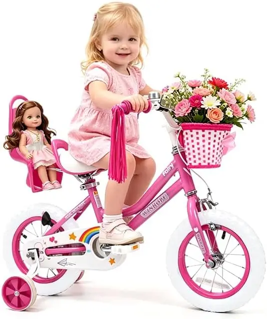 Fairy Girls Bike with Doll Seat, 12-20 Inch Kids Bike for Ages 2-12
