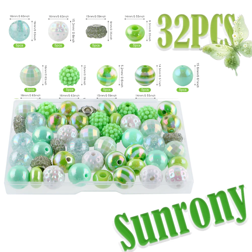 

Sunrony 45 шт. 14/16/20 мм свободные шариковые бусины-разделители круглые акриловые бусины DIY цепочка для соски браслет ожерелье ремесла изготовление ювелирных изделий