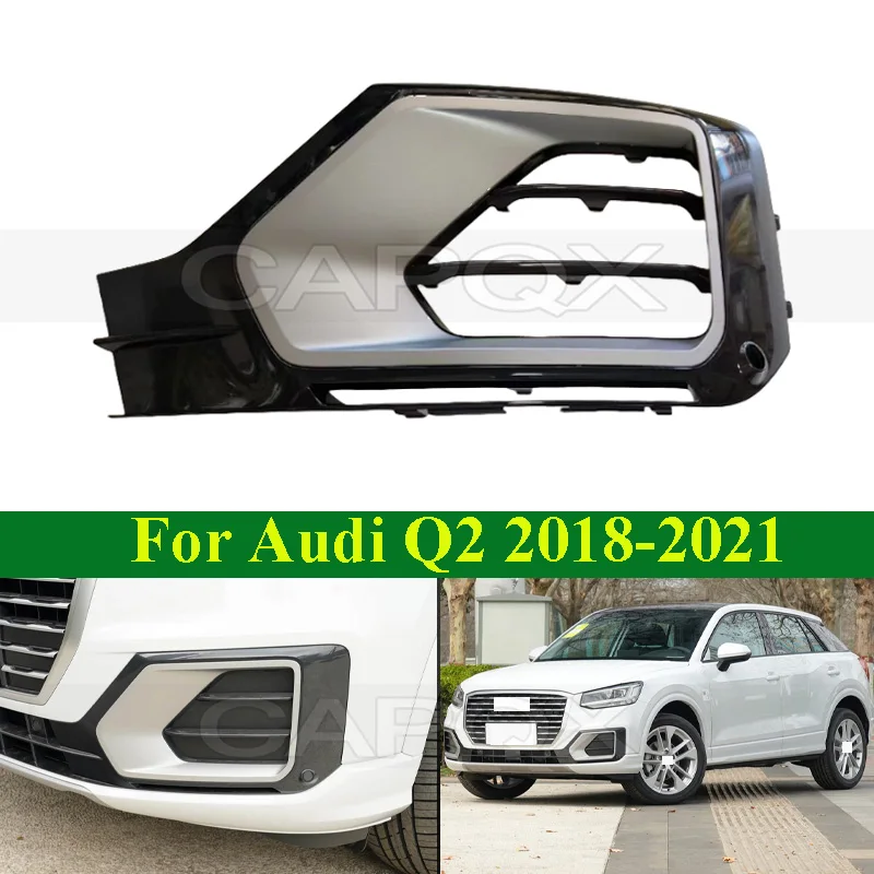 

CAPQX Front Fog Light Frame Cover For Audi Q2 2018-2021 Front Fog Lamp Frame Foglight Frame Front Bumper Grill