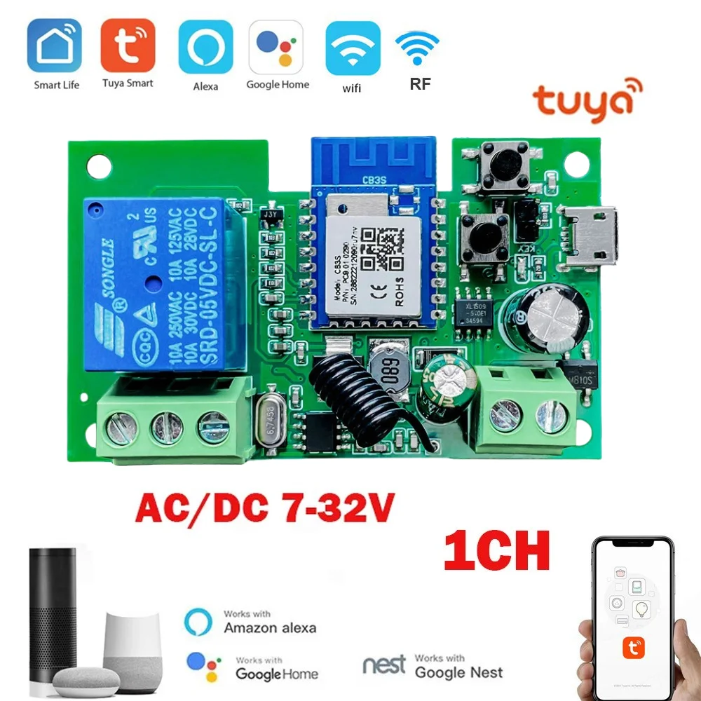 Tuya WiFi Smart Switch APP Wireless Controller Universal Breaker Timer Smart Life Work with LED Light Switch Alexa Accessories