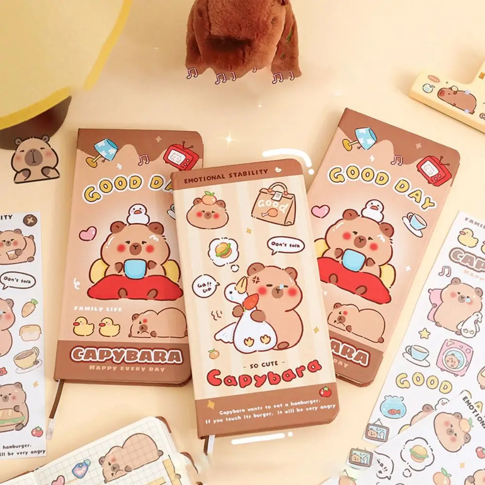 Portable Mini Capybara Notepad Kawaii Creative Capybara Hand Ledger Notebook Thickening Cartoon Stationery Supplies School