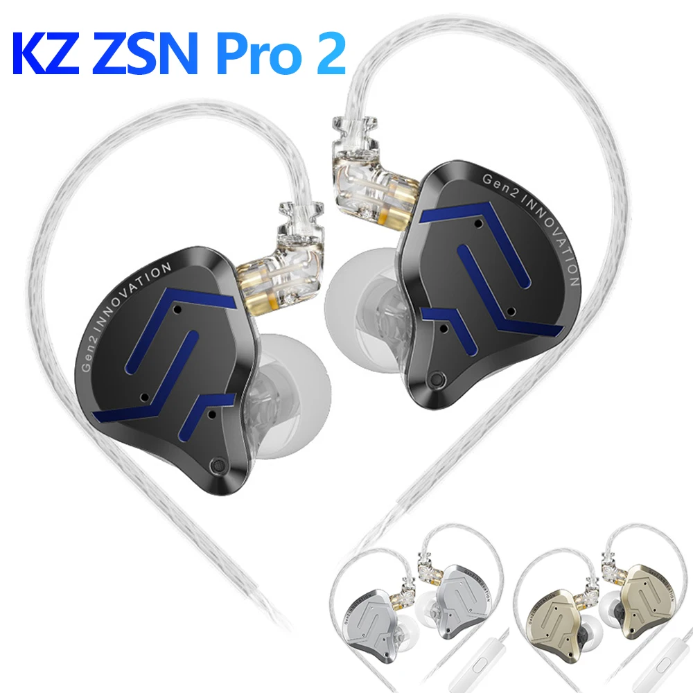 KZ ZSN Pro 2 Hybrid Drive 1BA+1DD in Ear Metal Earphones HIFI Bass Headset DJ Music Earbuds Sport Noise Cancelling Headphone