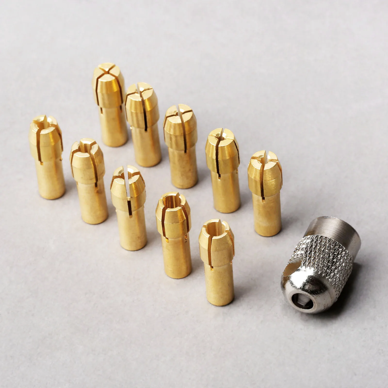 11Pcs/set 0.5mm-3.2mm Brass Collet Mini Drill Chucks 4.8mm Shank for Dremel Rotary Tools+Mill Shaft Screw Cap Power Tools