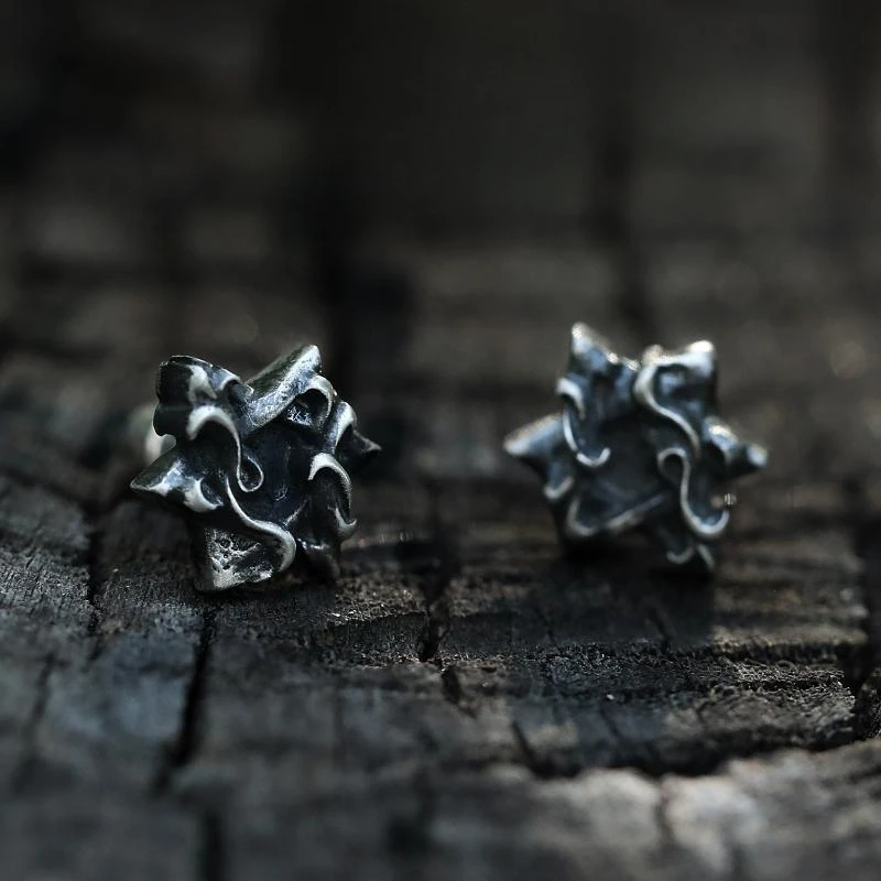 Tentacles Entanglement Around A Six Pointed Star Retro Silver Color Earring Mature and Mysterious A Must-have Earring for Men