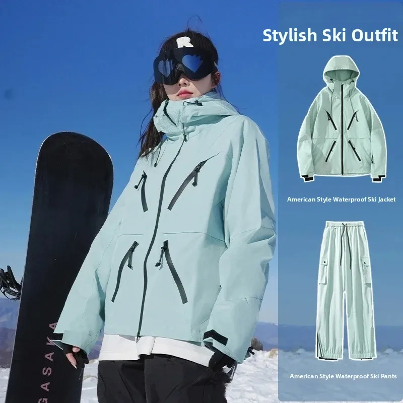 

Синяя ветрозащитная водонепроницаемая лыжная куртка для мужчин и женщин, зимняя теплая функциональная верхняя одежда для активного отдыха, пуховик с несколькими молниями