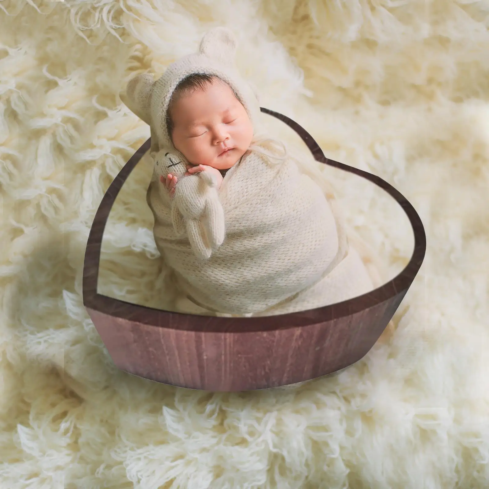Newborn Baby Photo Studio Props Wooden Bathtub Heart Shape Home Decoration Baby