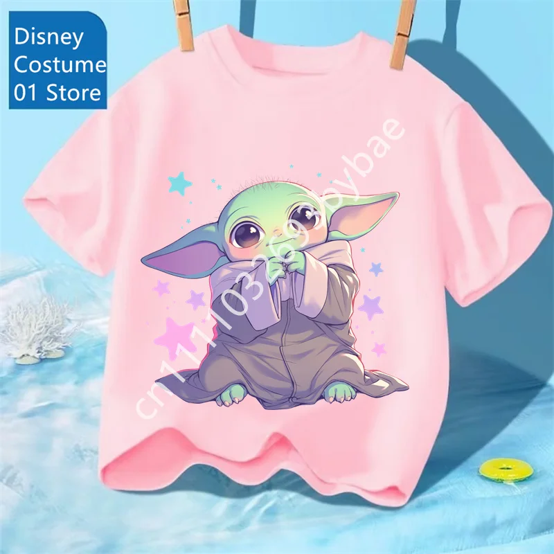 Kids Casual Tee Street Fashion Star Wars Popular Cartoon Print For Boys Girls Summer Soft Comfort Tops 3-14 Age