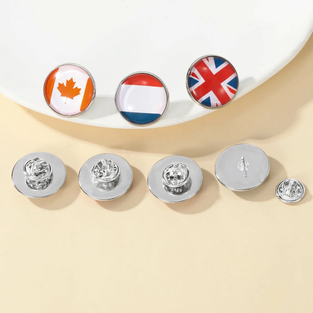 National Flag Collection Glass Pins USA UK France Germany South Korea Australia Canada Time Gem Brooches view 5