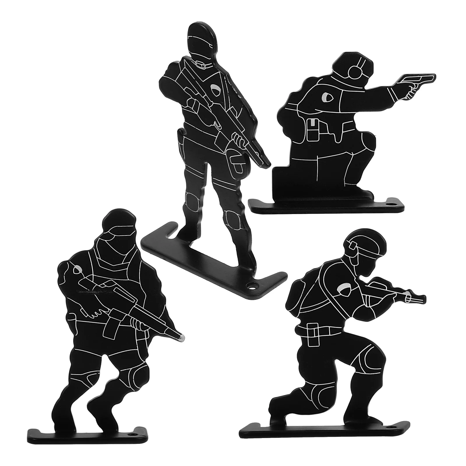 

4PCS Metal Humanoid Small Equipment Range Training Live CS (Black) Metal Targets Humanoid Targets Mini