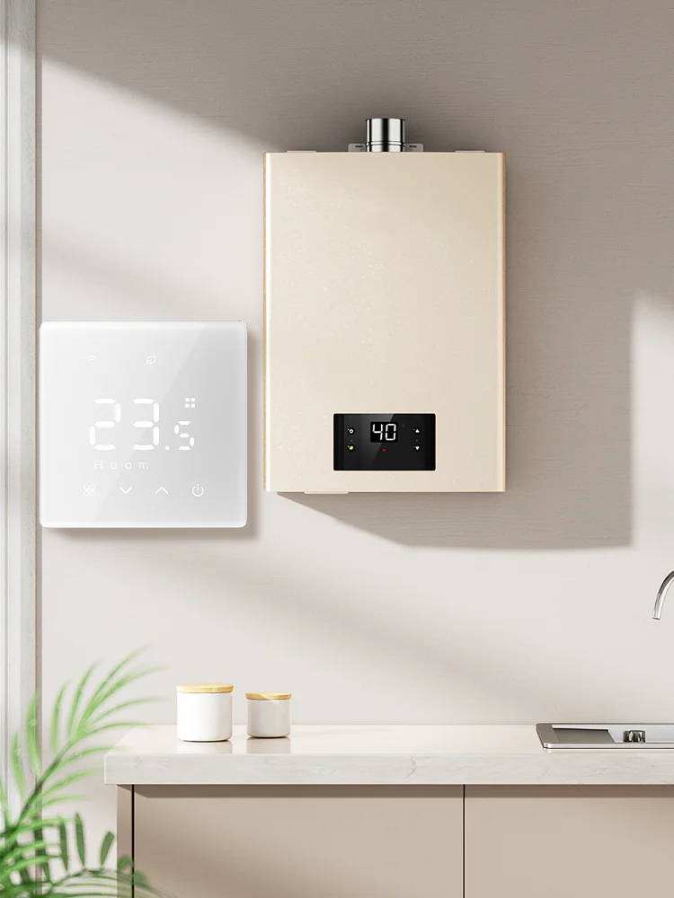 WLAN-Smart-Thermostat für Gasheizkessel, Tuya WiFi, Täglich Programmierbar, Batteriebetrieben, Temperaturregler, Kompatibel mit Alexa und Google Home